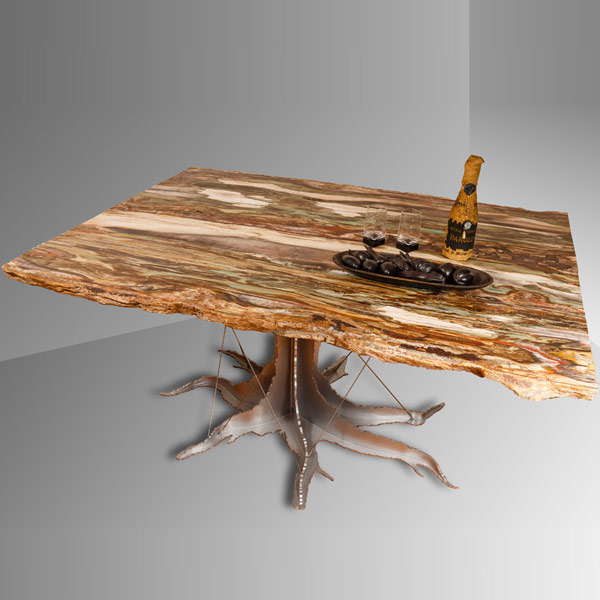 Tavolo da pranzo in legno fossilizzato