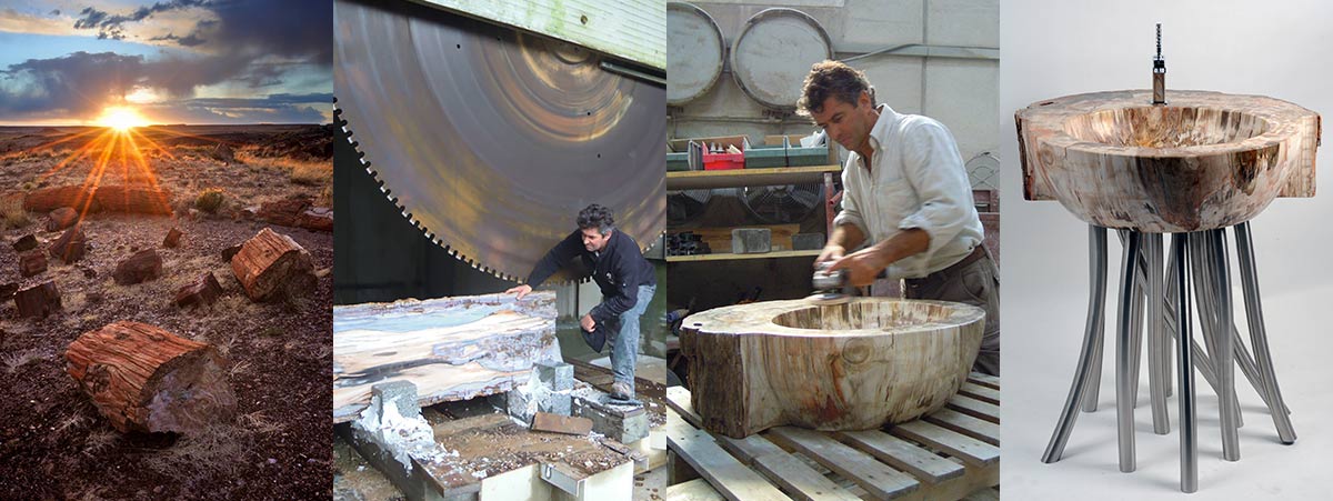 The production of furniture from petrified wood