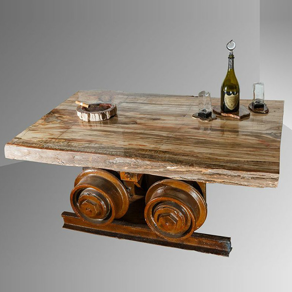 Rectangular fossil wood table